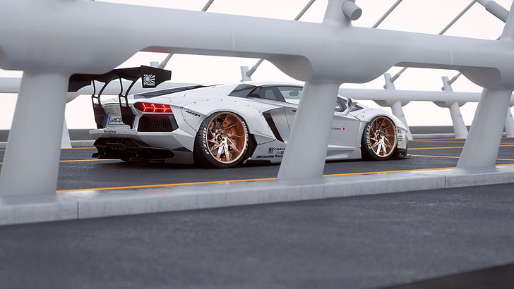 car, vehicle, white cars, Lamborghini, Lamborghini Aventador, HD wallpaper