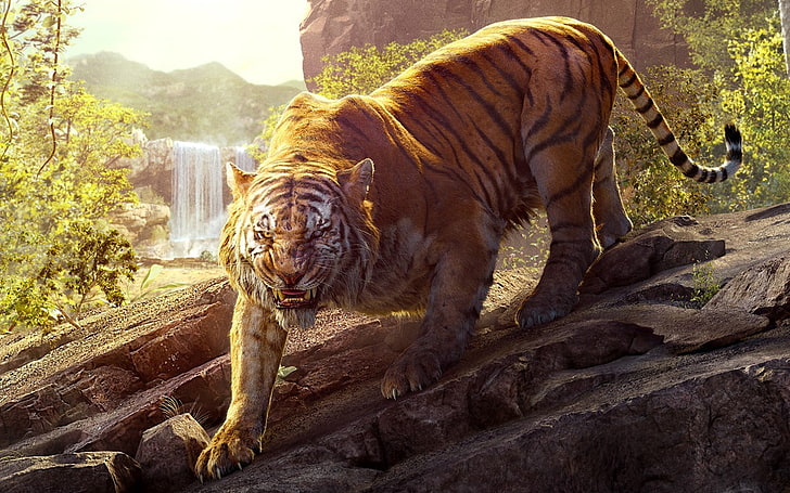 Shere Khan The Jungle Book, brown tiger, Movies, Hollywood Movies, HD wallpaper