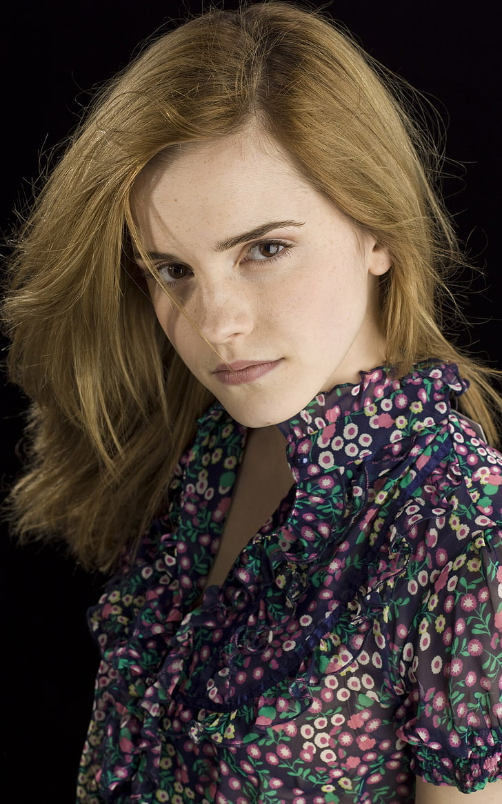 Emma Watson, actress, celebrity, women, portrait display, hair, HD wallpaper