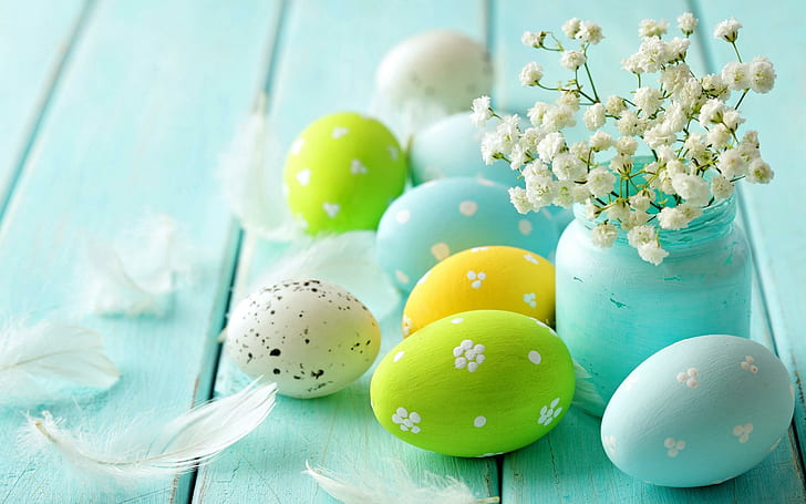 Spring Easter Flowers Eggs, HD wallpaper