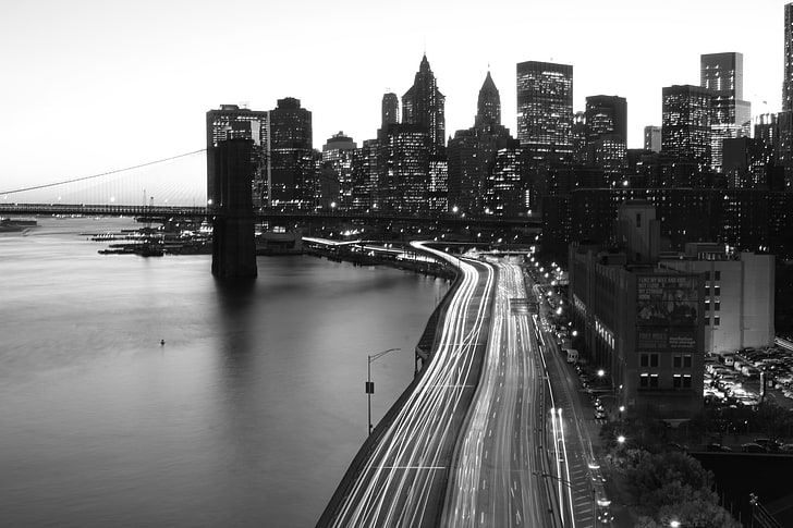 timelapse photography of Brooklyn Bridge, New York City, sky, HD wallpaper