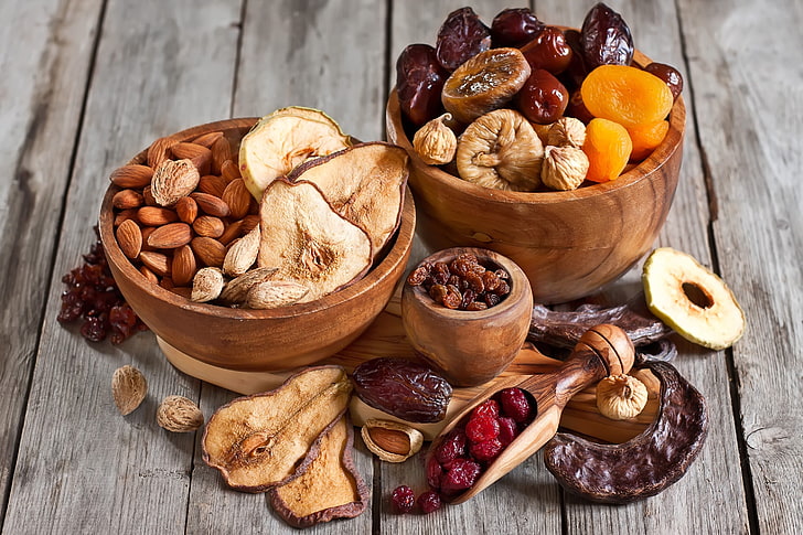 two bowls of dried seeds, food, fruit, food and drink, nut, healthy eating, HD wallpaper