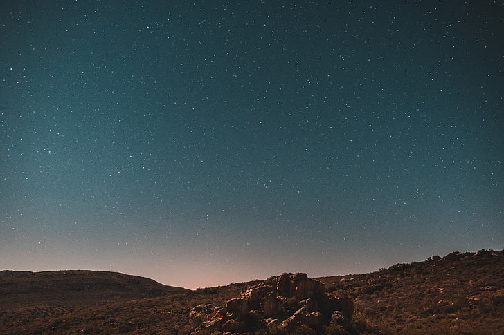 brown stone, starry night, rocks, desert, sky, star - space, scenics - nature, HD wallpaper