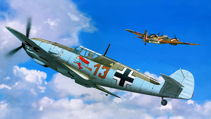 Messerschmitt, Messerschmitt Bf-109, Luftwaffe, artwork, military aircraft, HD wallpaper