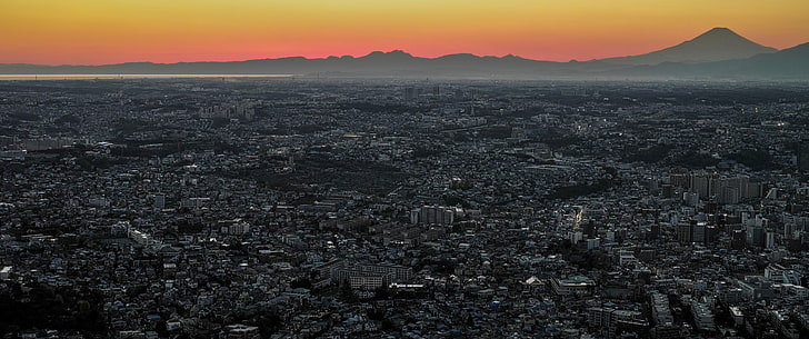 photography of city, Japan, Tokyo, Mount Fuji, cityscape, sunrise, HD wallpaper