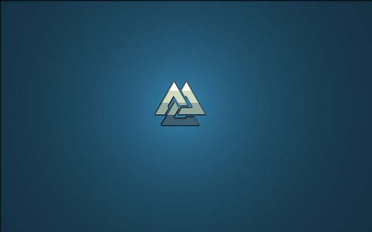 silver logo, minimalism, communication, sign, arrow symbol, blue, HD wallpaper