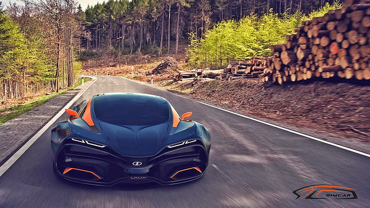 2015 Lada Raven Supercar Concept Car HD, black and orange sports car