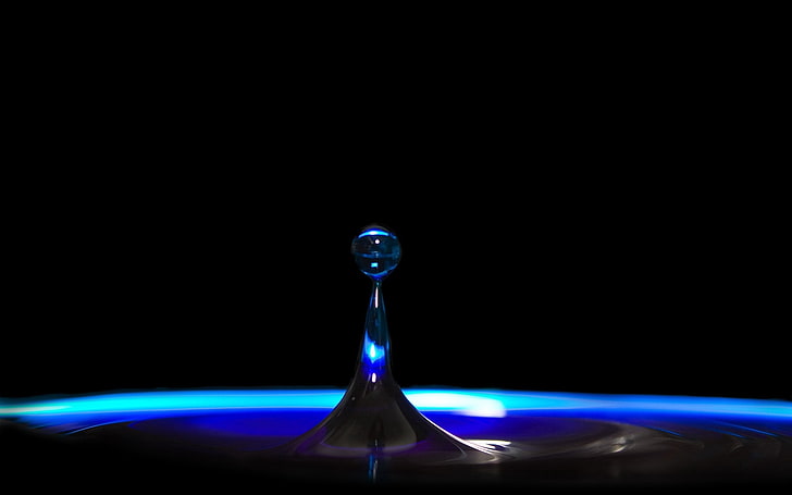 water drop clip art, splash, dark, liquid, blue, backgrounds, HD wallpaper