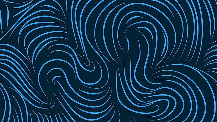 lines, blue, abstract, wavy lines, HD wallpaper