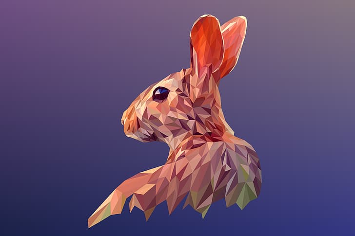 grey, hare, lowpoly