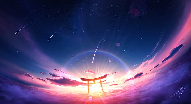 anime, sky, torii, Nengoro, HD wallpaper