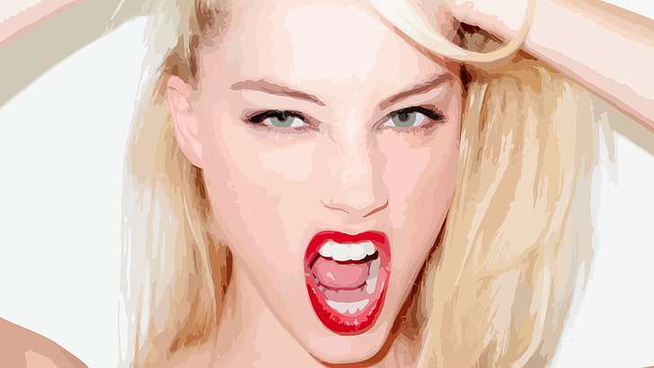 women's red lipstick, vector, vector art, Terry Richardson, Amber Heard, HD wallpaper