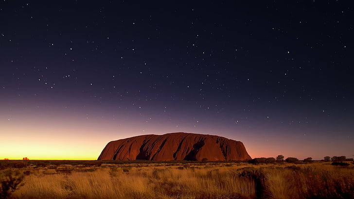 Earth, Uluru, Australia, Ayers Rock, Dessert, Landscape, Night