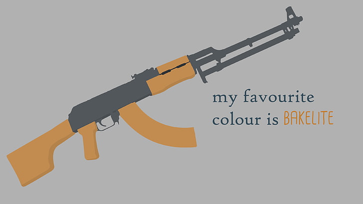 yellow and black assault rifle illustration, RPK, gun, kalashnikov, HD wallpaper