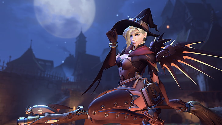 witch illustration, Mercy (Overwatch), Witch Mercy, one person, HD wallpaper