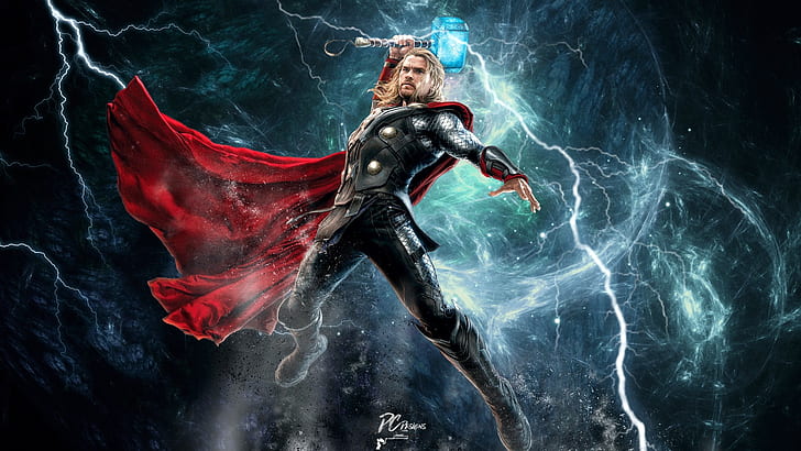 God, hammer, art, Thor, Marvel Comics, Avengers: Age of Ultron, HD wallpaper