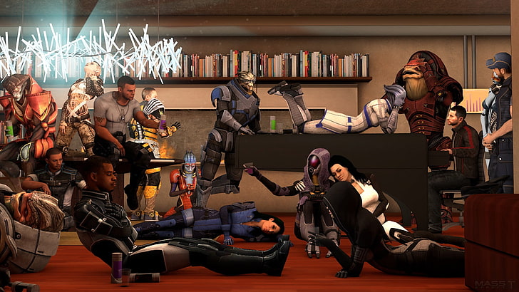game digital wallpaper, Mass Effect, video games, group of people, HD wallpaper