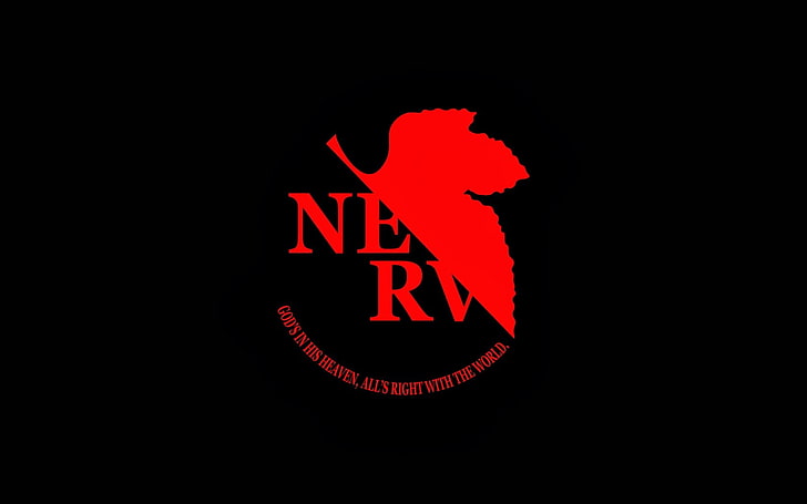 red and black Nerv logo, anime, Neon Genesis Evangelion, minimalism