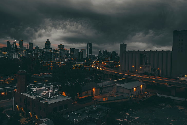 city, dark, Montreal