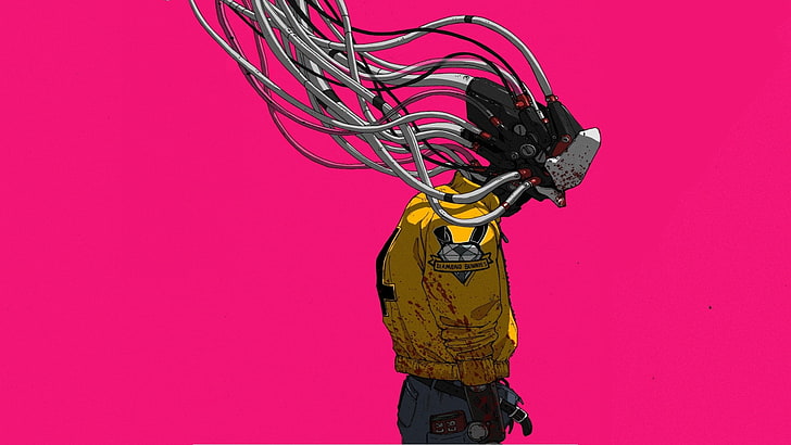illustration of robot, simple background, artwork, Wouter Gort, HD wallpaper