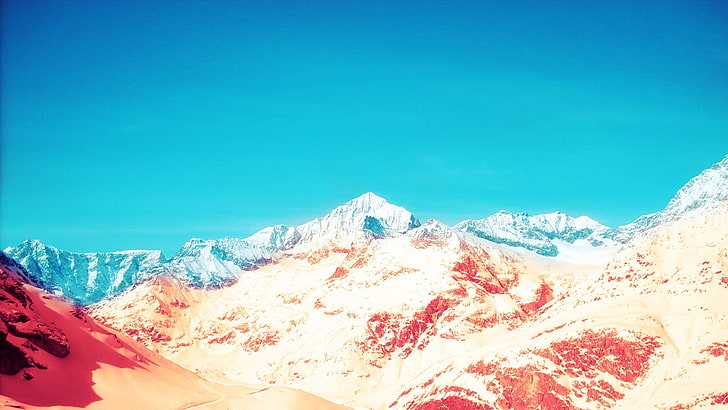 mountain ranges, nature, ugly wallpaper, color correction, mountains