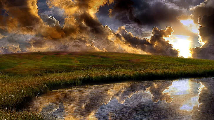 landscape, sky, clouds, water, cloud - sky, scenics - nature, HD wallpaper