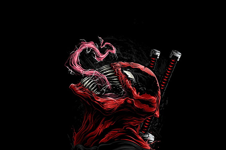 Deadpool, Venom, illustration, artwork, comics, HD wallpaper