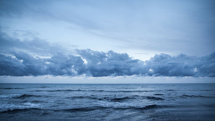 landscape photo of sea during gloomy day, Playa de Migjorn, 4k, HD wallpaper