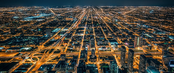 timelapse photography of city during nighttime, Chicago, Illinois, HD wallpaper