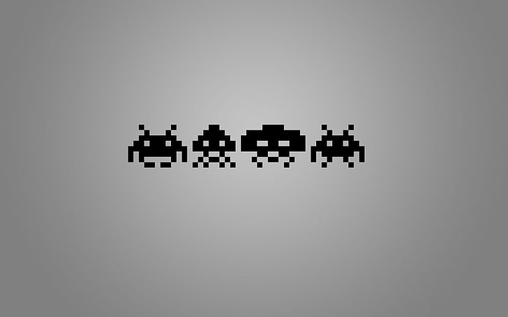 8-bit monster illustration, minimalism, Space Invaders, retro games, HD wallpaper