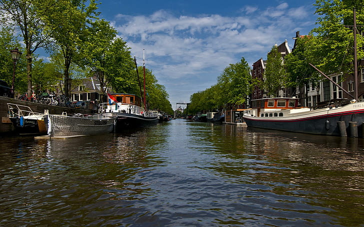 Beautiful Canals Of Amsterdam, water, the netherlands, boats, HD wallpaper