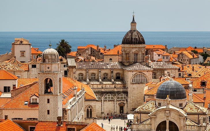 Dubrovnik, Croatia, brown and orange concrete structures, Adriatic Sea