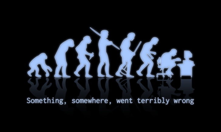 evolution of man with text overlay, quote, typography, humor, HD wallpaper