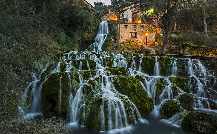 orbaneja-del-castillo, waterfall, Spain, long exposure, motion, HD wallpaper