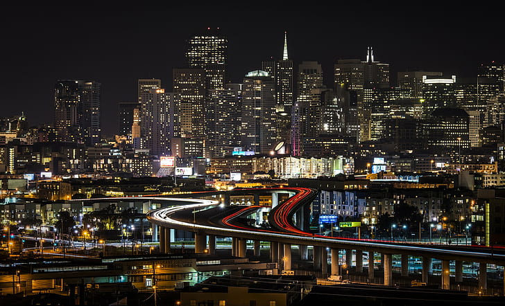 San Francisco, city, cityscape, night, HD wallpaper