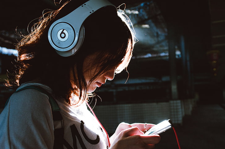 girl with beats headphones