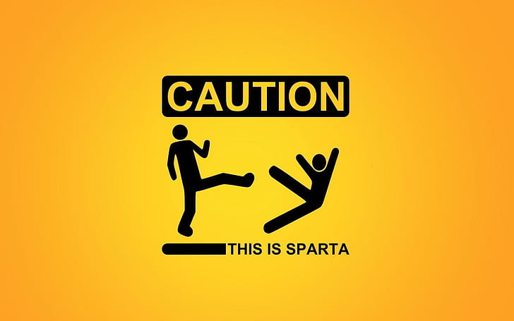 Caution This is Sparta, caution this is sparta sign, funny, HD wallpaper