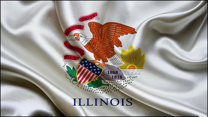 flag, Illinois, textile, no people, representation, western script