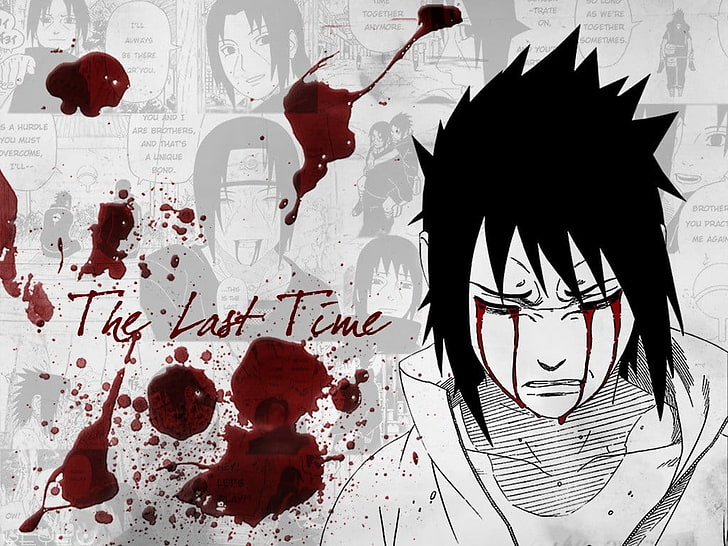man anime illustration, Naruto Shippuuden, blood, Uchiha Itachi