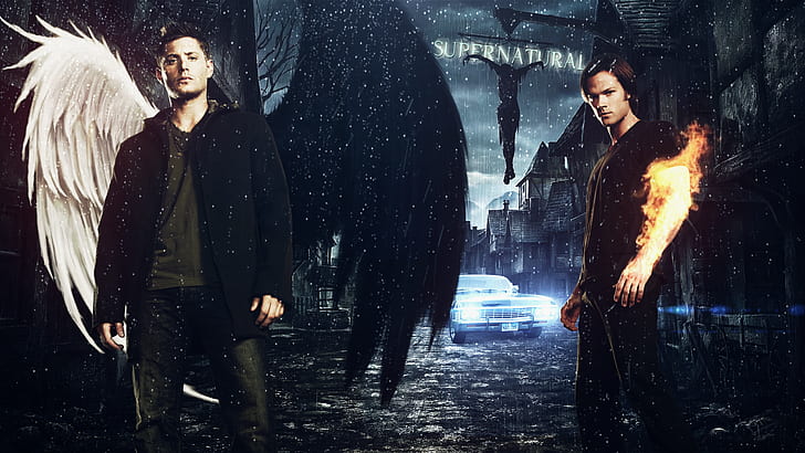 Jared Padalecki and Jensen Ackles, Supernatural, angel, young adult, HD wallpaper