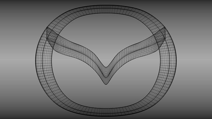 monochrome digital art simple minimalism render cgi car brand mazda grid gray background symbols wireframe