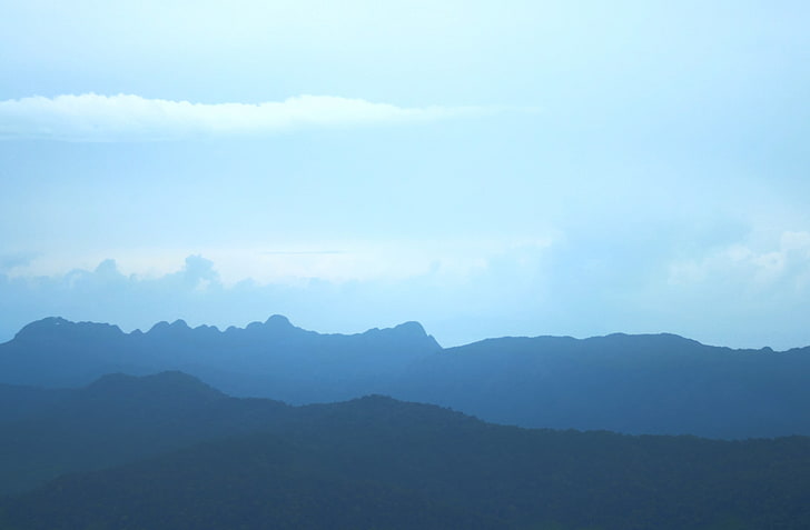 green tree-covered mountains, Langkawi, Asia, Malaysia, mist