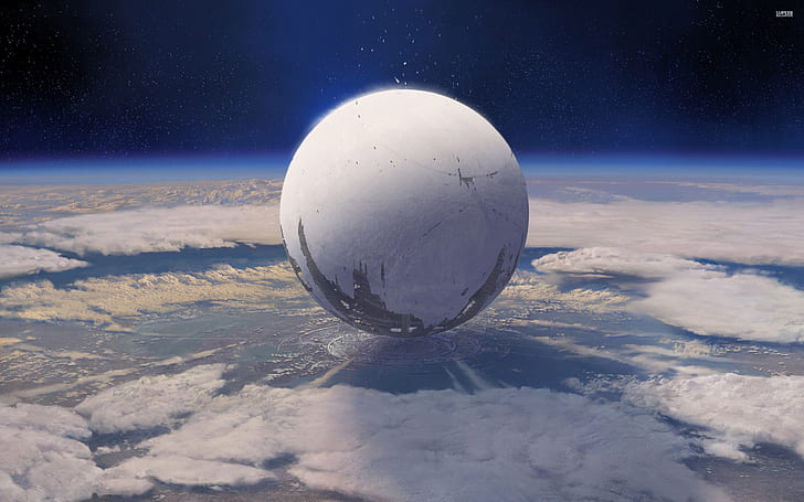 video games, Destiny 2 (video game), the traveler, Earth, science fiction, HD wallpaper