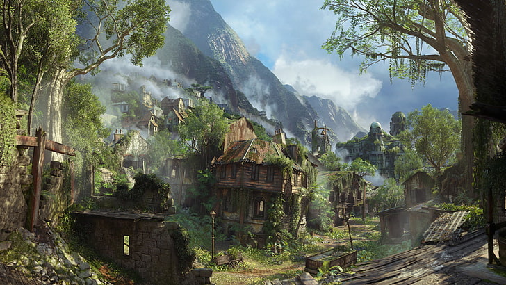 Uncharted, Uncharted 4: A Thief's End, Mountain, Ruin, Town