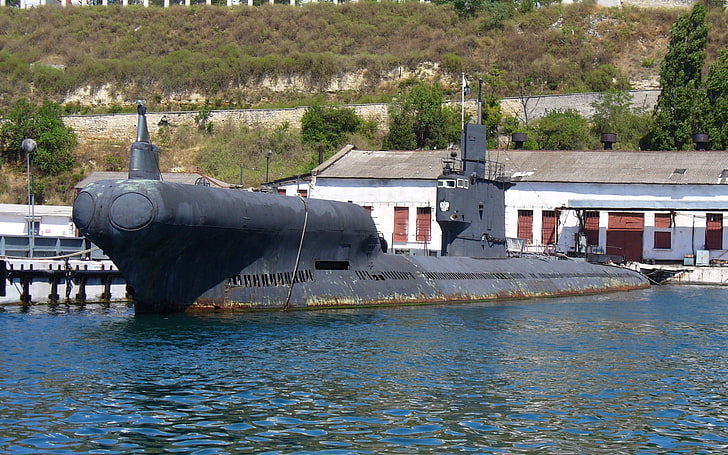 gray submarine, USSR, Project 633RV submarine S-49, military, HD wallpaper