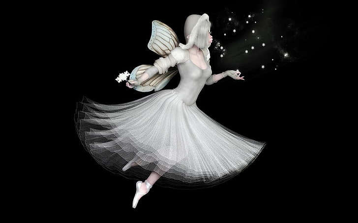 3D Angel Girl, fairy illustration, Characters, white tigers, angle, HD wallpaper