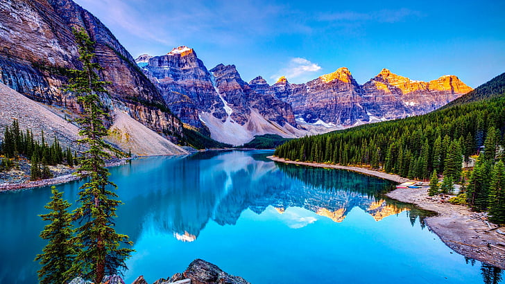 HD wallpaper: landscape, mountains, scene, scenery, lake, reflected, forest  | Wallpaper Flare
