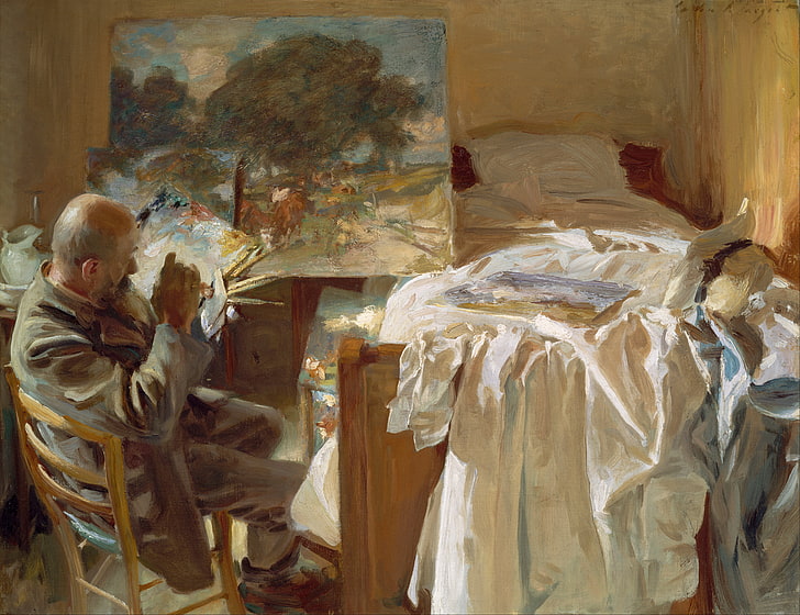 John Singer Sargent, classic art, art and craft, indoors, representation, HD wallpaper