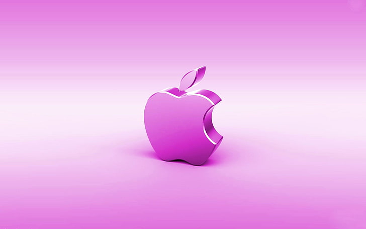 Apple logo, computer, rendering, mac, emblem, gadget, pink color, HD wallpaper