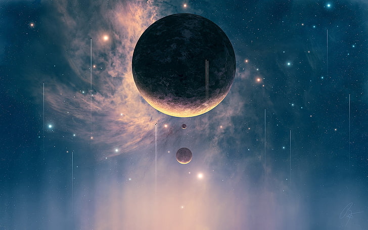 planet digital wallpaper, space, universe, science fiction, JoeyJazz